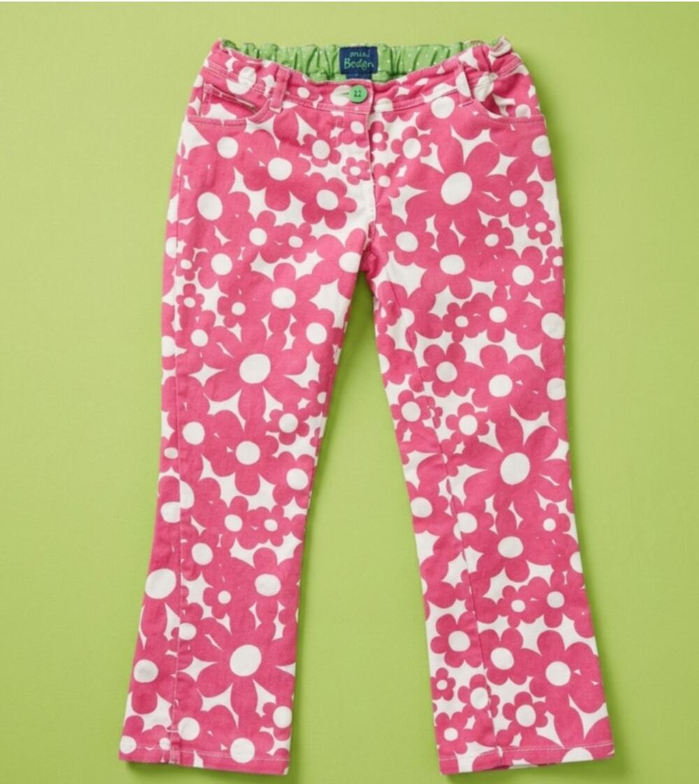 Mini Boden Vintage Pink Flower Power Pants | Y2K Flared Bootcut | Girls 14 Y